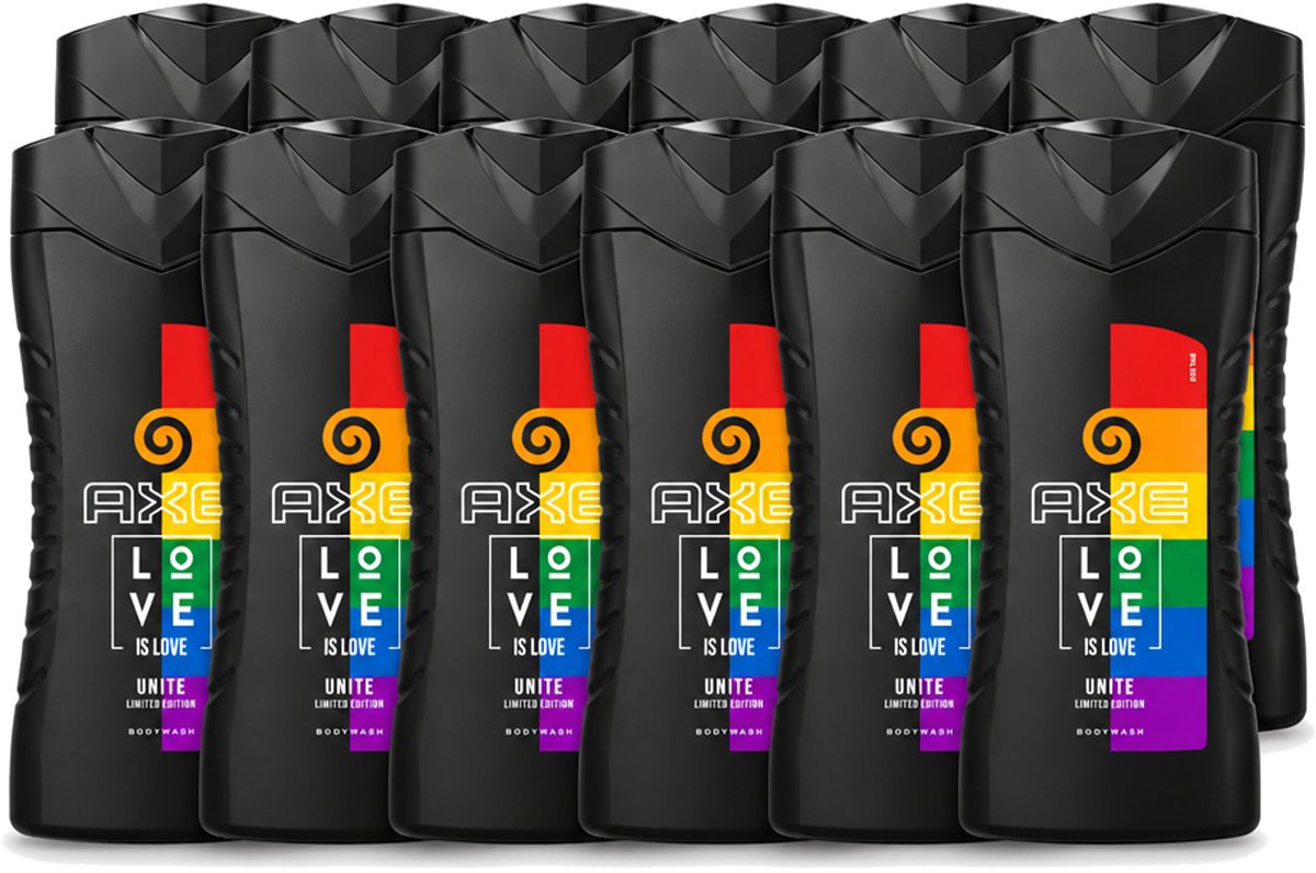 12 x AXE – Bodywash – Unite Love Is Love – 250 ml - Voordeelverpakking - 12 stuks