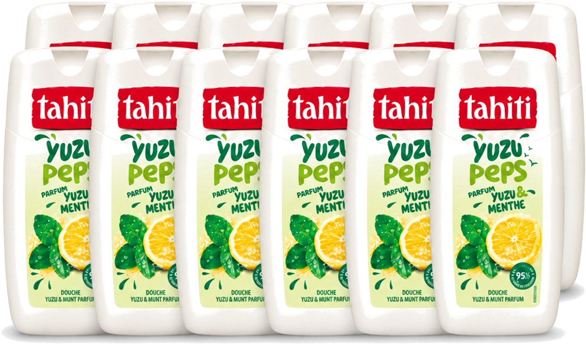 12 x Tahiti – Douchegel – Yuzu Peps Yuzu & Munt - 250 ml - Voordeelverpakking - 12 stuks