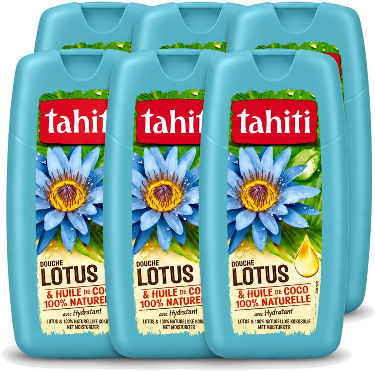 6 x Tahiti - Douchegel - Lotus & Kokosolie - Hydraterend - 250 ml - Voordeelverpakking - 6 stuks