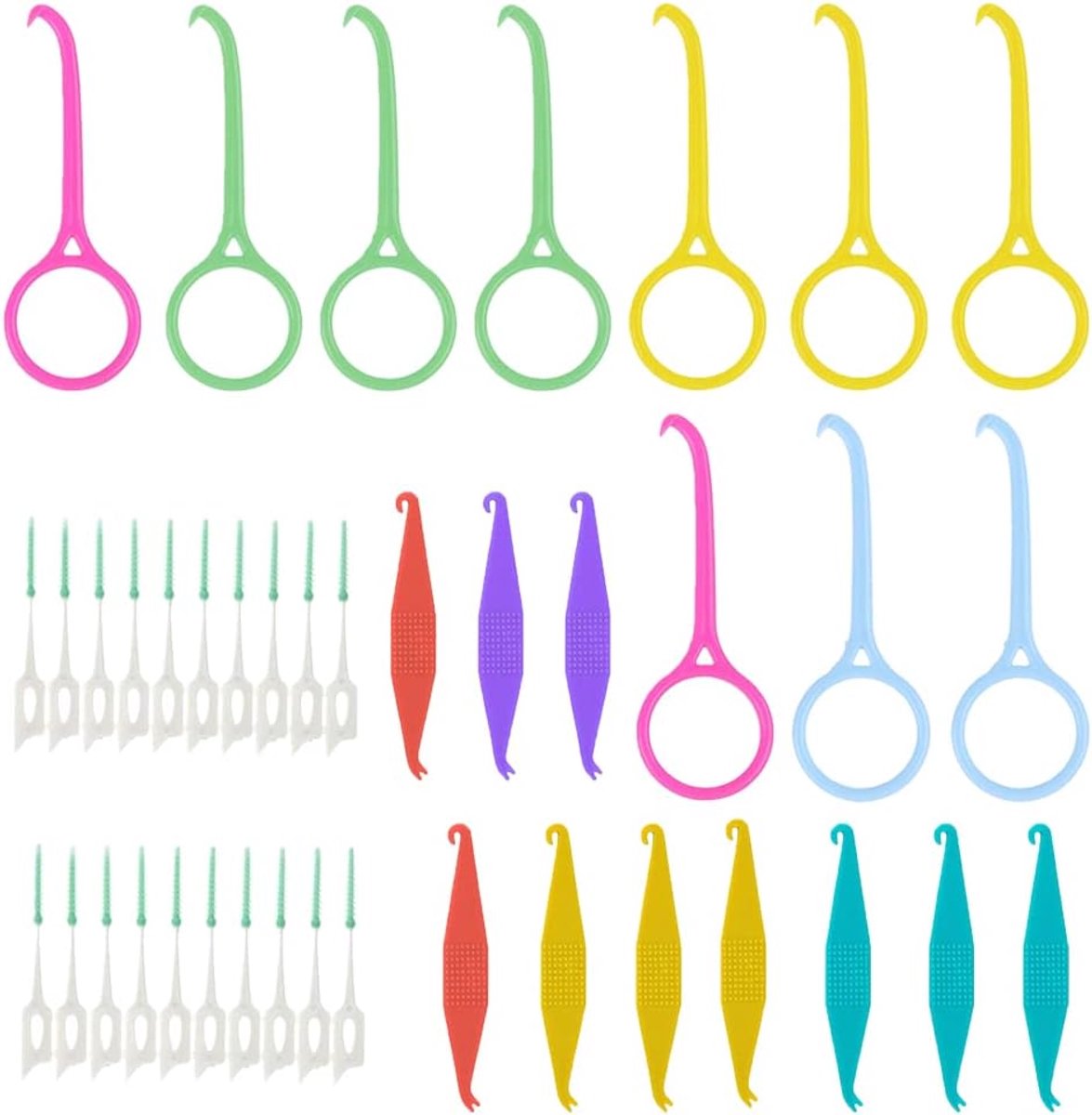 40pcs Aligner Remover Tool + Hanger Rubber Tapping Tools + Middle Toothbrush, 10 Hygienic Grip Tools, 10 Elastic - ShopVlot