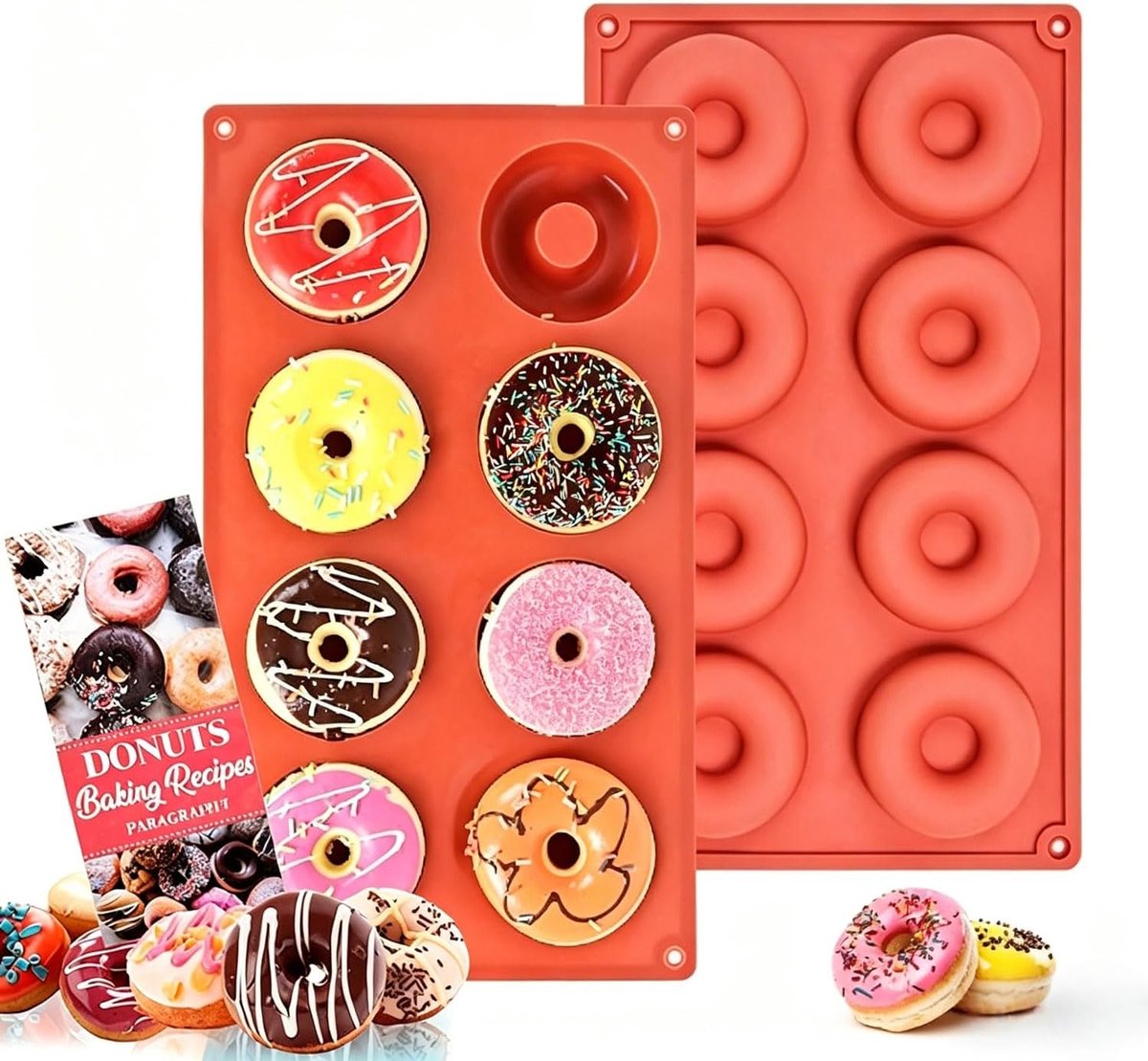 2 pieces donut baking pan for donuts (8 cavities) - Dishwasher safe donut baking pan for cake, bagels and muffins - ShopVlot