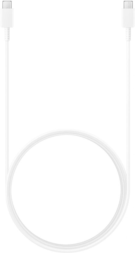 Witte Samsung USB-C naar USB-C oplaadkabel van 1,8 meter.