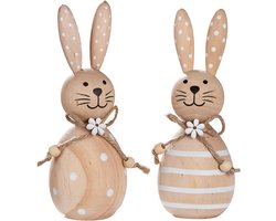 CULT at home Modern Easter Bunny with Bow Set of 2 Easter Decorative Figures for Easter Made of Wood, Height 15 cm - ShopVlot