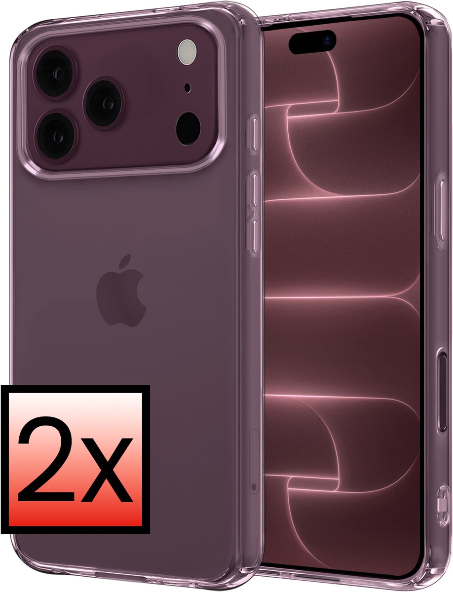 Hoesje - 2 Stuks - Geschikt voor Apple iPhone 18 Pro - Sterk & Shockproof - Case Siliconen - Back Cover - Telefoon Hoes - Transparant