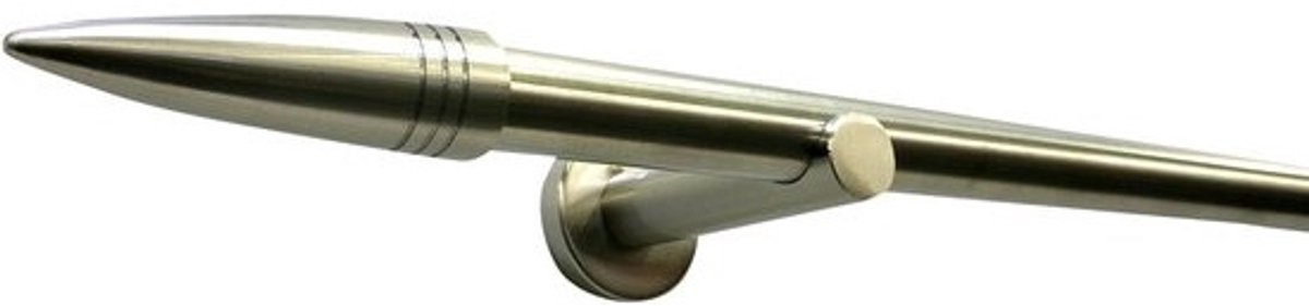 Gordijnroedeset - Metaal - 16mm - Voor wandmontage van gordijnen - Complete stijlset - Lengte 120 cm - RVS-afwerking
