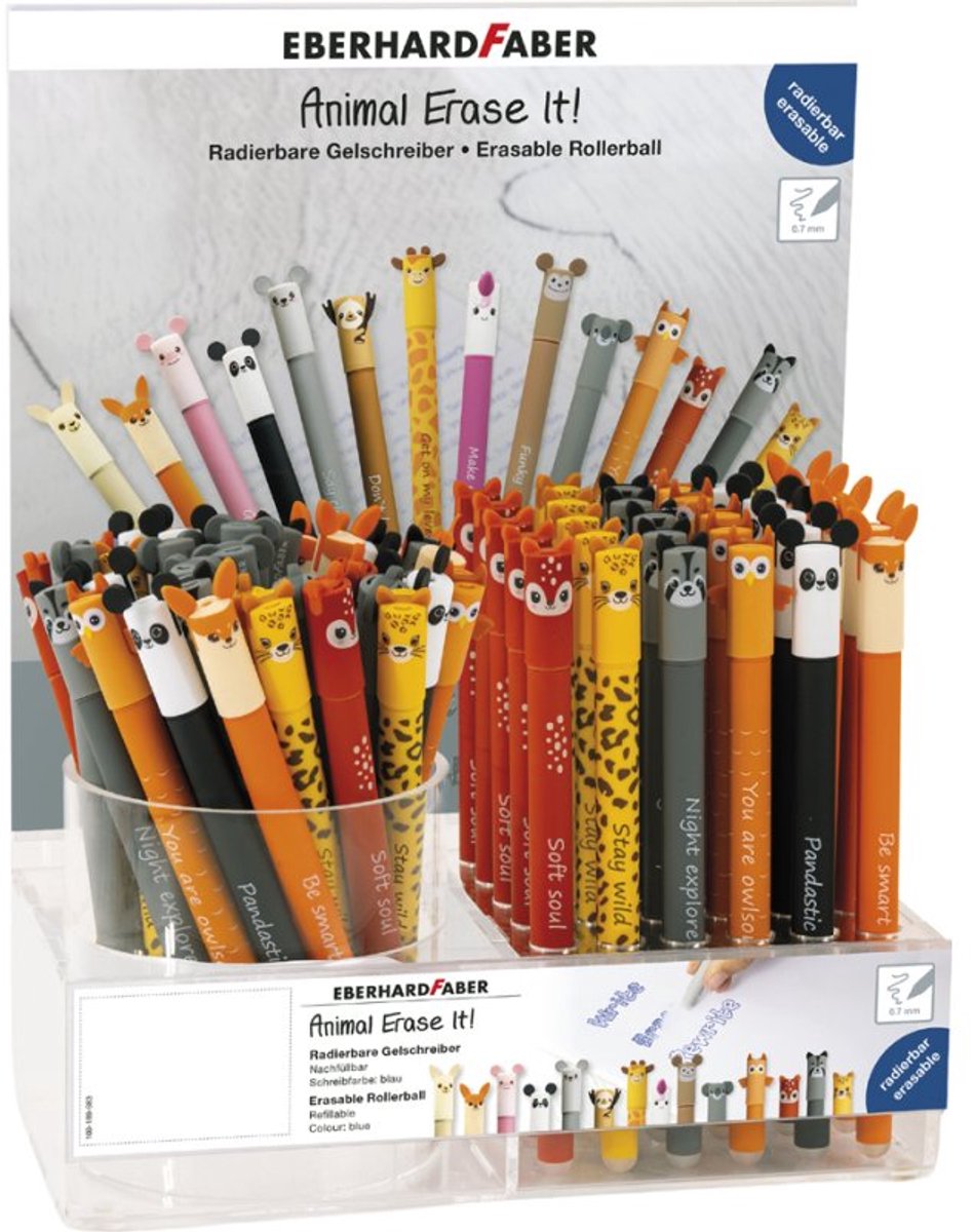 EBERHARD FABER gelpen Animal Erase it!, 0,7 mm, blauw, 72 stuks display