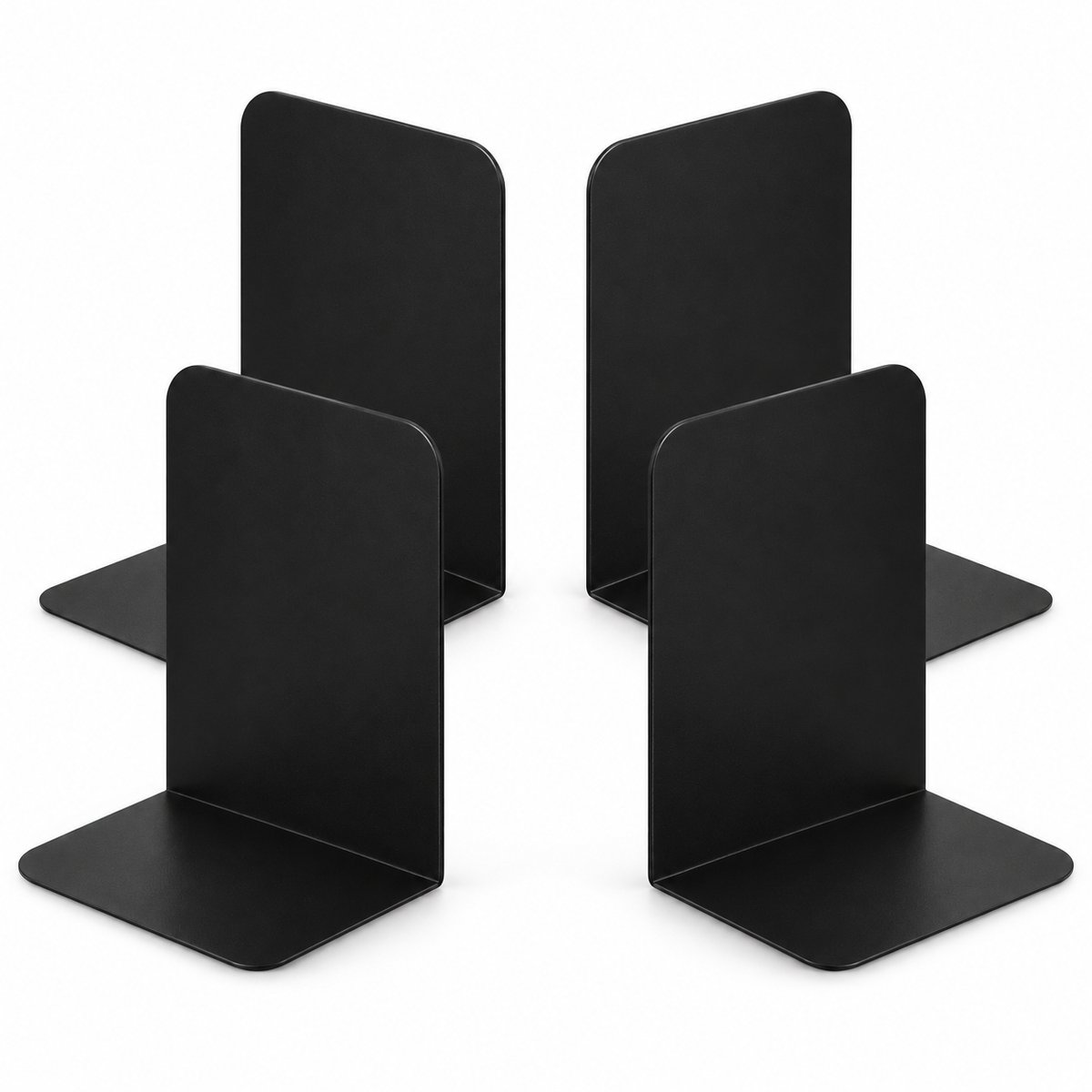 Hauskraft - Boekensteun Set - 4 Metalen Boekensteunen - 19,5 cm - Zwart