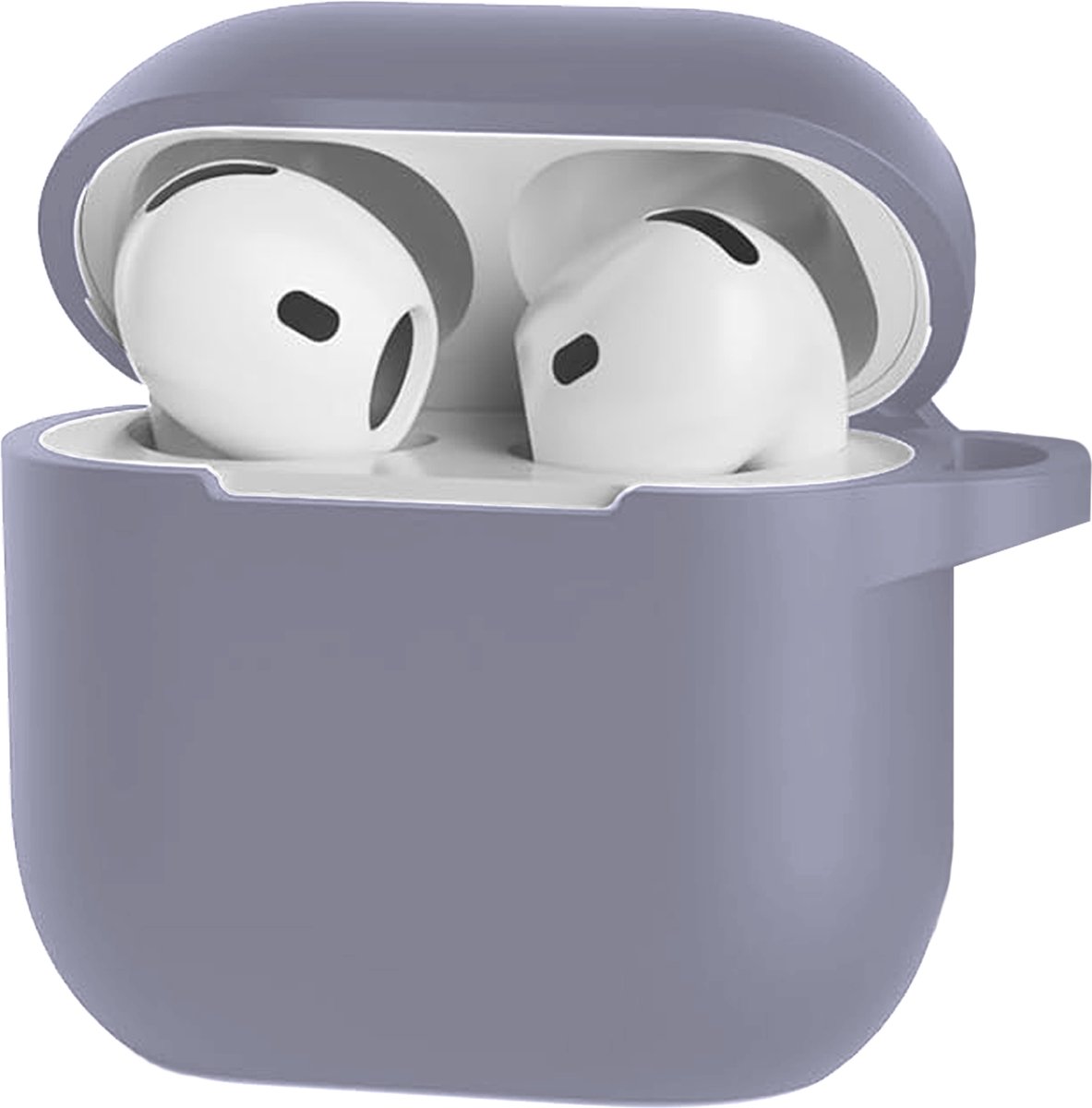 Hoesje Geschikt voor Apple AirPods 5 - Siliconen Hoes met Clip - Silicone Case Cover - Lila