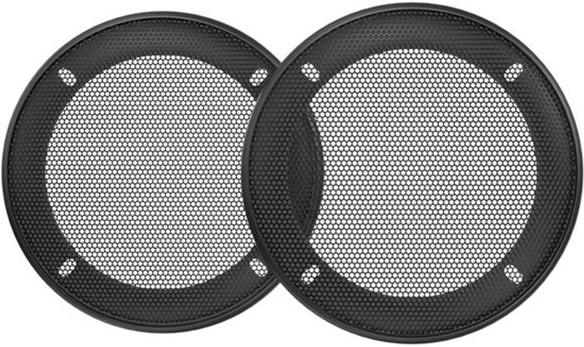 Luidsprekerrooster met houder - Grill speaker - Auto-audio verbeteren - Metaal met zeshoekstructuur - 130 mm middentoner - Zwart