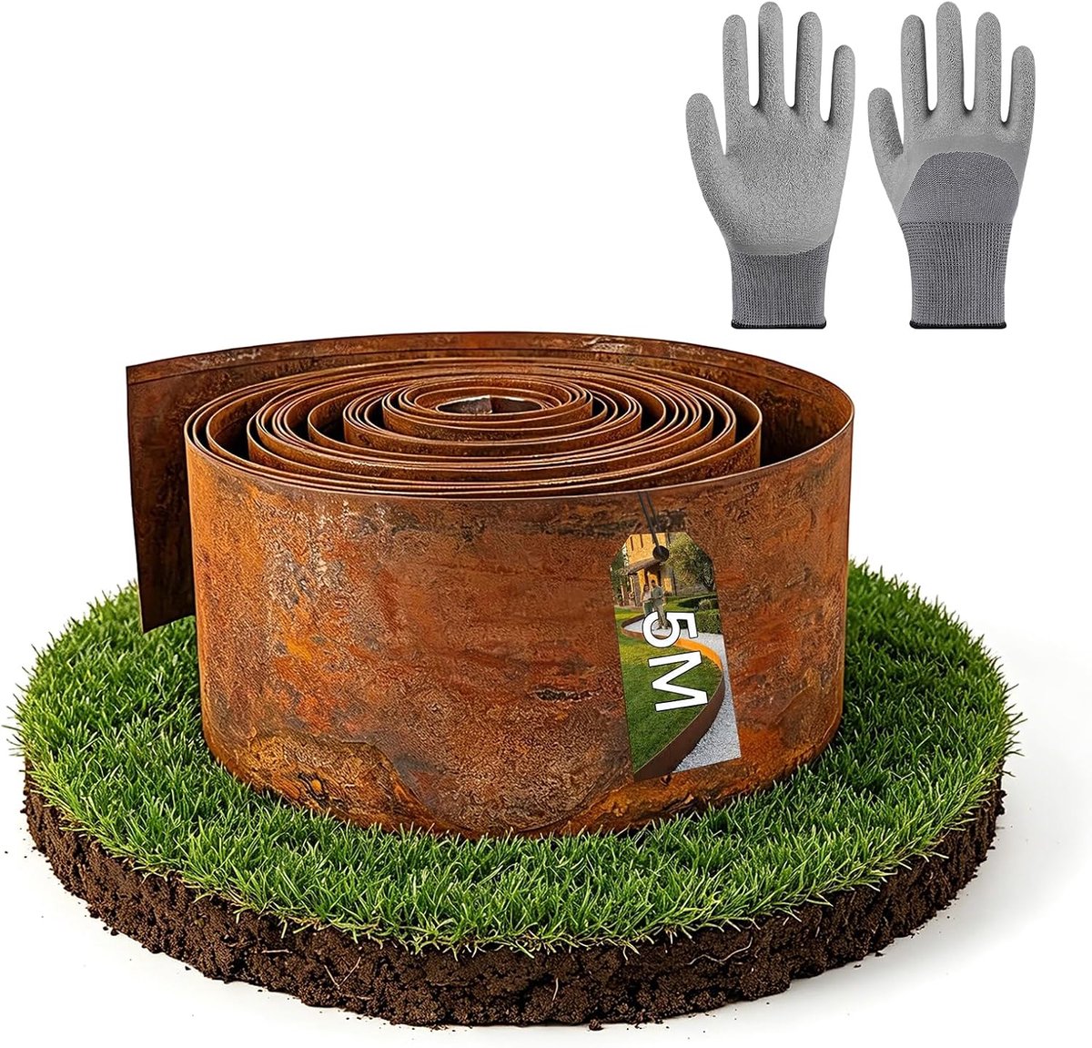 Corten steel lawn edging - Metal planting bed divider 15 cm high - Easy assembly - ShopVlot