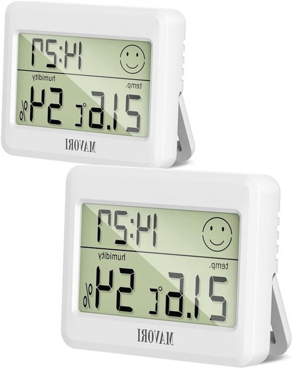 Hygrometer thermometer - Klimaatmeterset - Binnenklimaat monitoren - Real-time updates - 5.1 x 4.2 cm - Wit