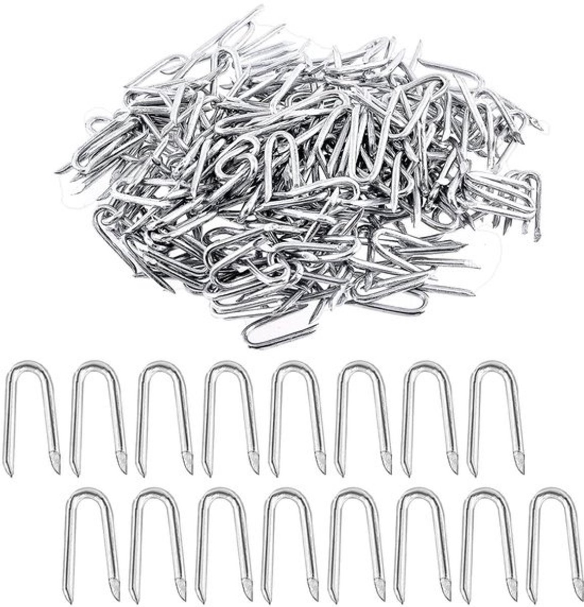 U-vormige nagels - Bevestigingspijkers - hekwerk - Netten plaatsen - Gegalvaniseerd staal - 40 mm lengte - Zilverkleurig