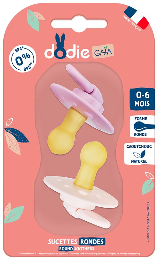 Dodie Gaïa 2 Ronde Fopspenen 0-6 Maanden (Kleur : Roos) — afbeelding 2