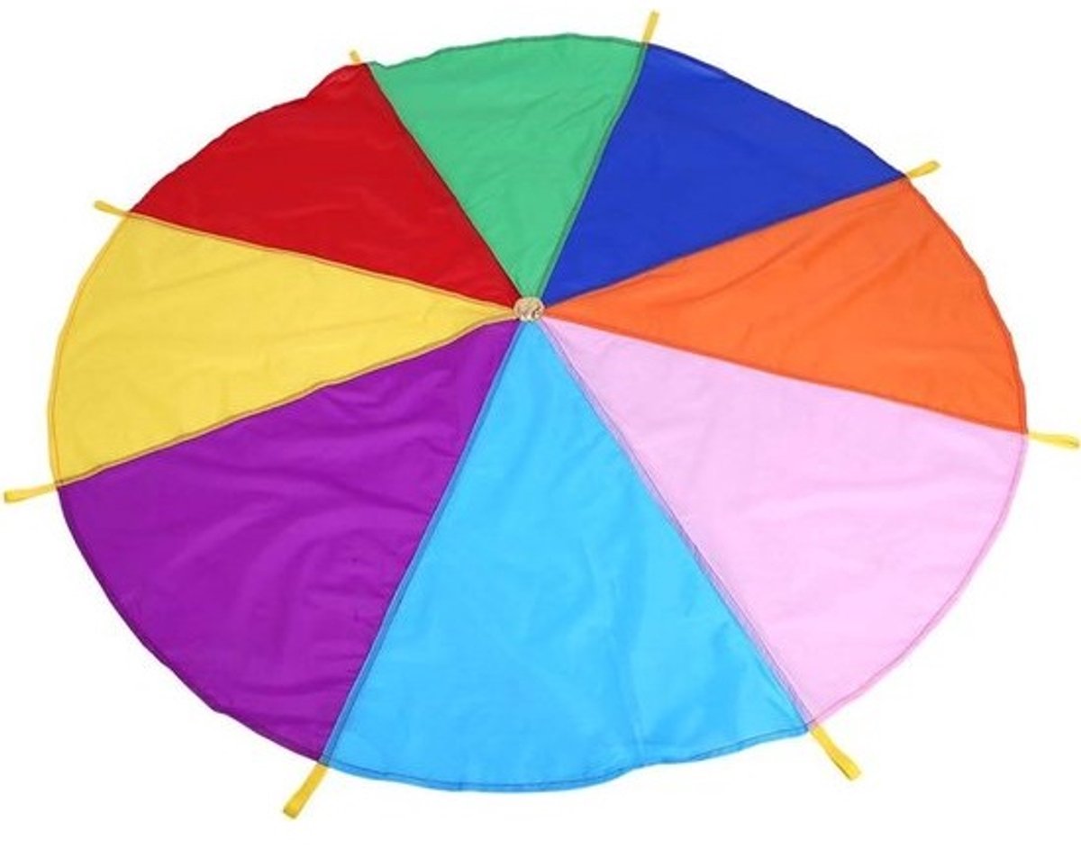 Parachute voor kinderen - Speelparachute - Buitenspelactiviteit - 8 sterke handvatten - 2 meter diameter - Veelkleurig