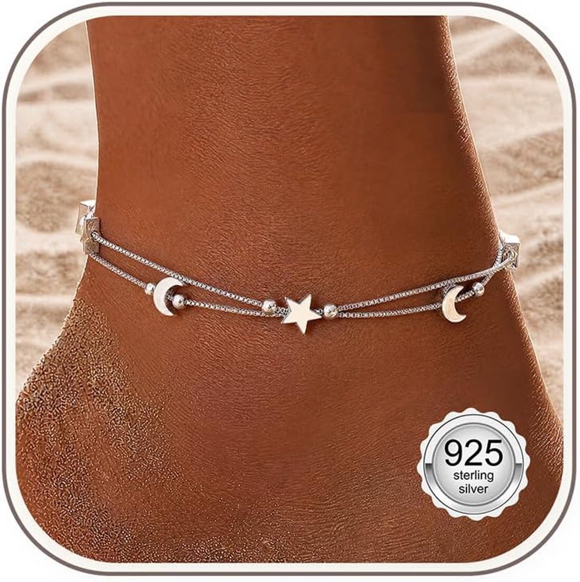 CASSIECA Anklet women's anklet silver 925 waterproof anklet silver gold - ShopVlot