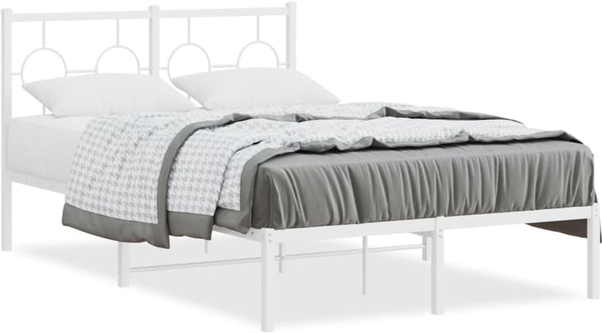Grenenhouten slaapkamerbed met hoofdeinde 90x200 cm wit