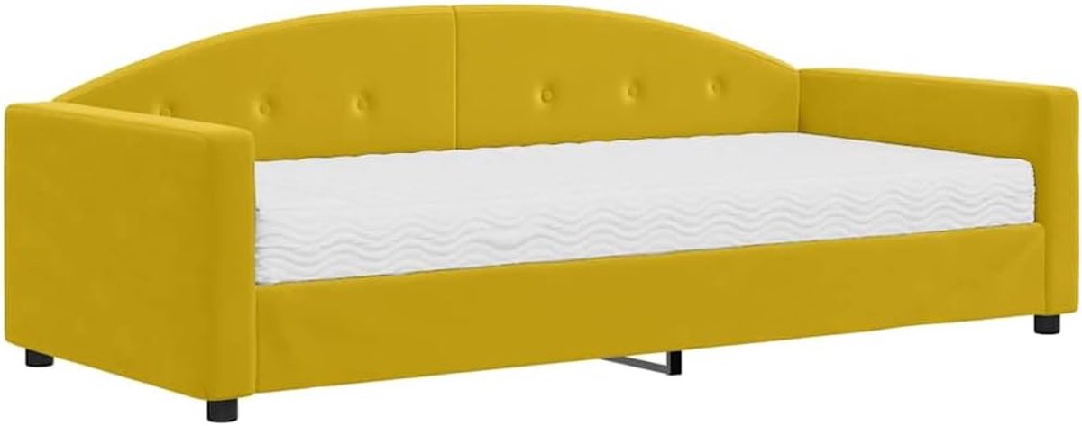 2-in-1 slaapbank met fluwelen matras, geel, 90 x 200 cm