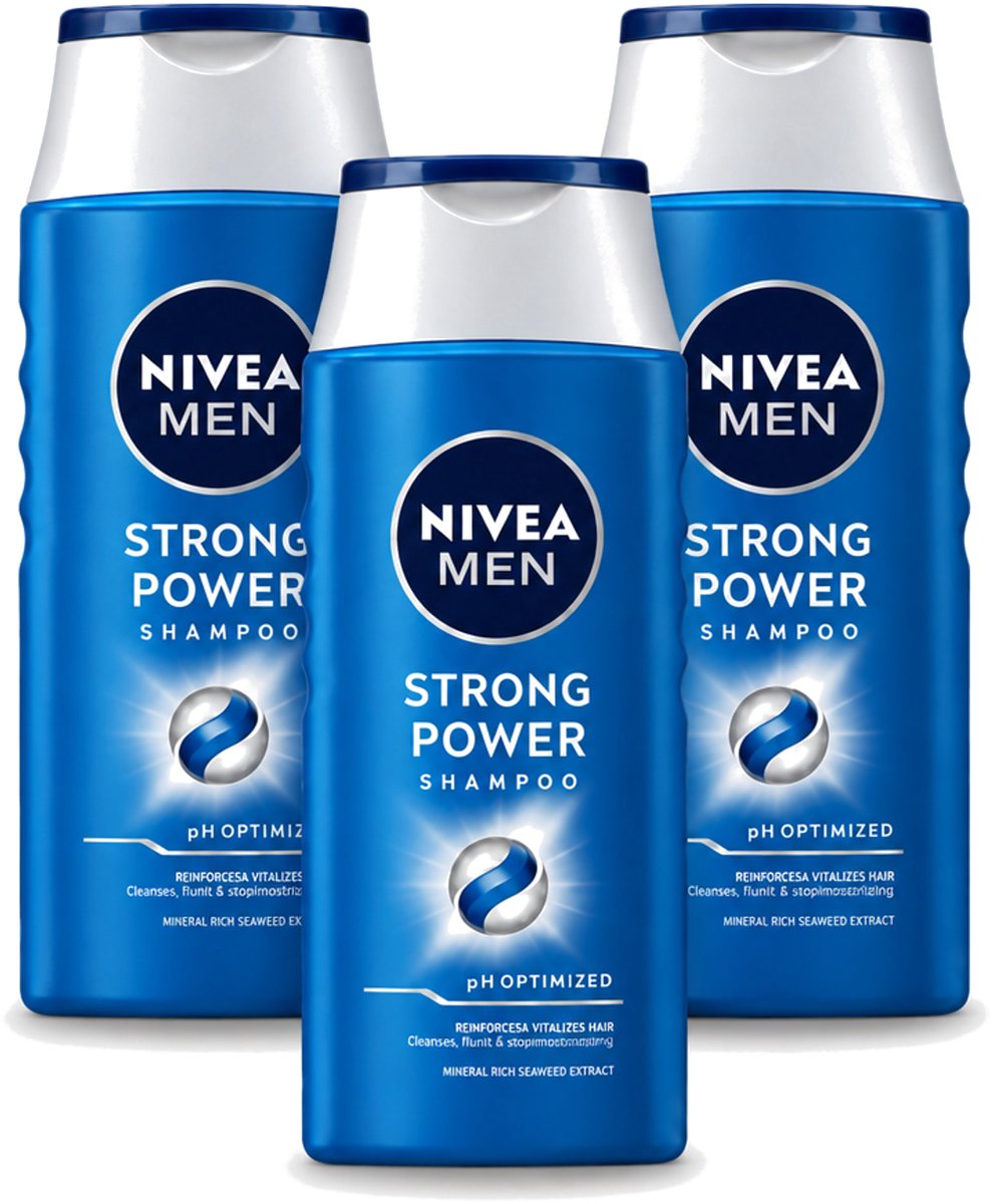 3 x NIVEA MEN – Shampoo – Strong Power – 250 ml - Voordeelverpakking - 3 stuks