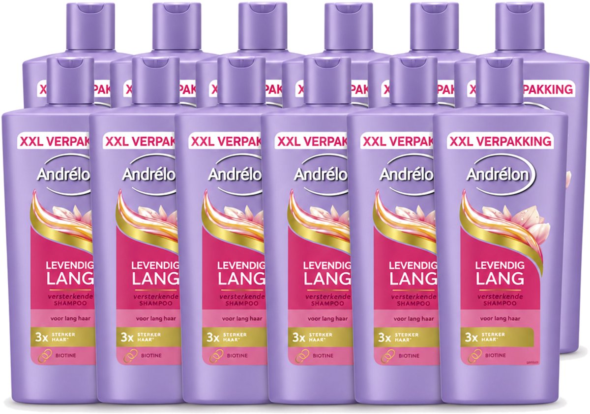 12 x Andrélon – Shampoo – Levendig Lang – 685 ml - Voordeelverpakking - 12 stuks
