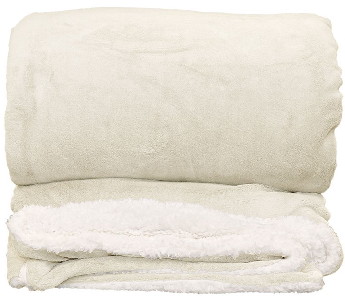 Unique Living Plaid - Fleece Deken - Lars XL - 220x240cm - Dove White Wit