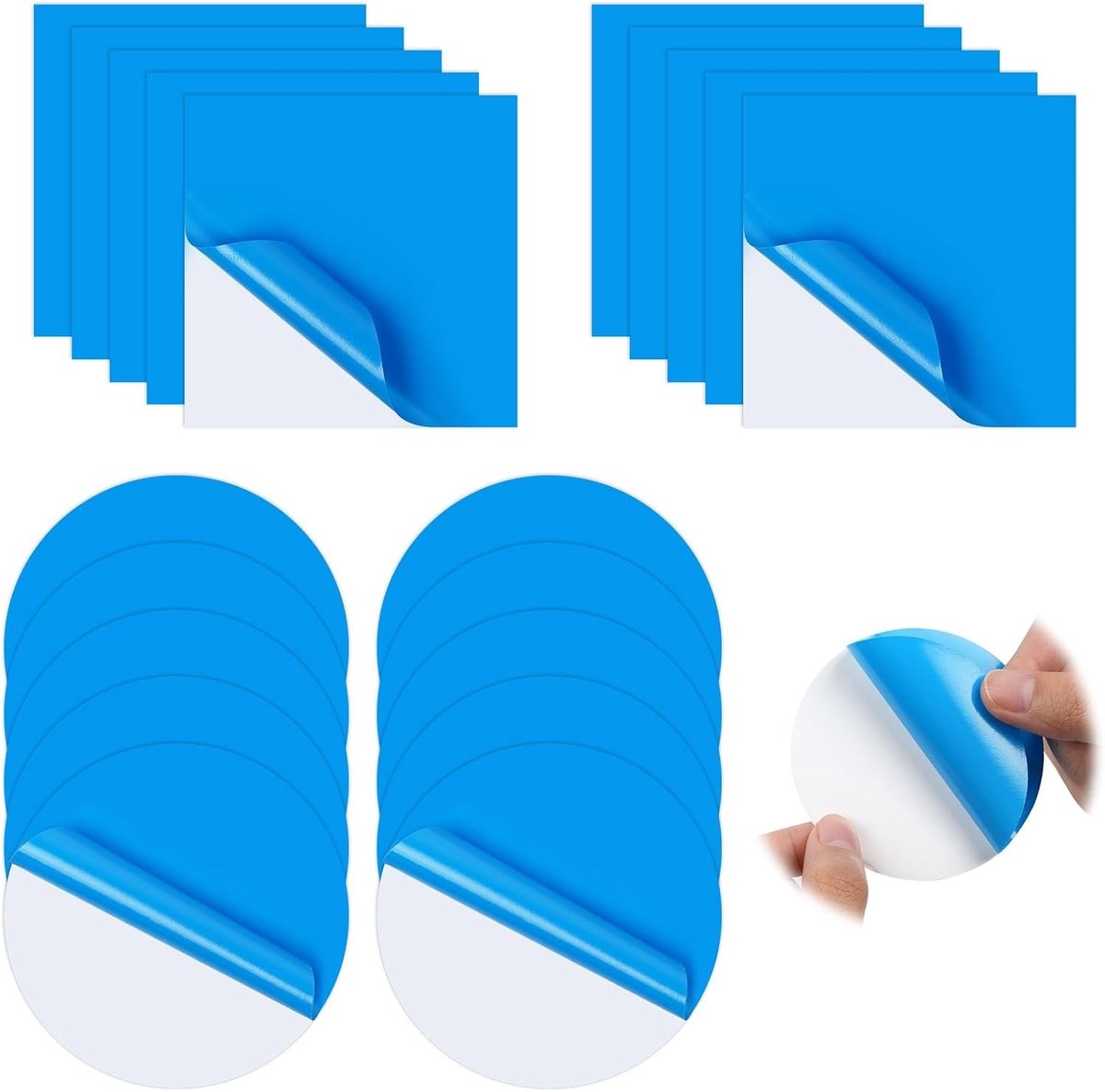 20 Stuks Zelfklevende Vinyl Reparatie Patches, PVC Kit voor Zwembad en Opblaasbare Spa, Inclusief 10 Vierkanten en 10 Cirkels