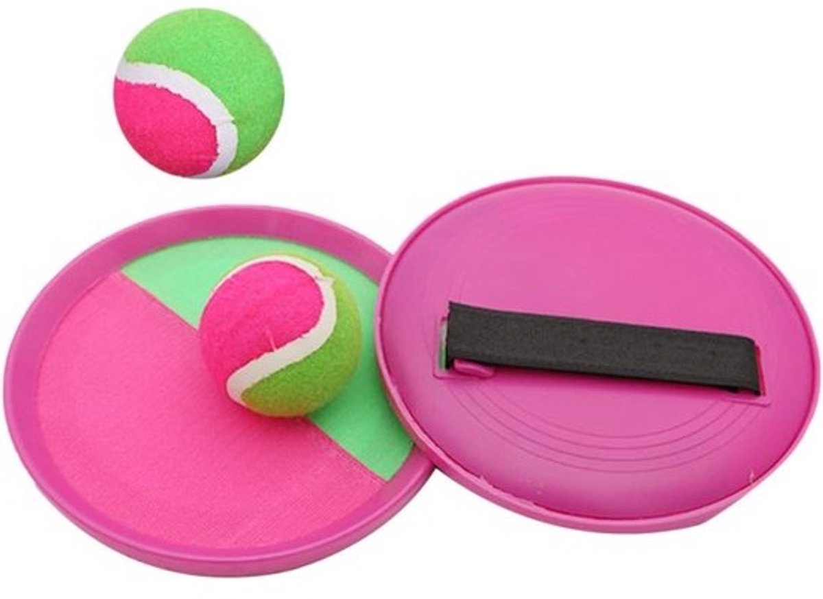 Vangspelset - Plakbord en bal - Voor buitenspelen - Veilig materiaal - 18 x 18 cm - Rooskleurig