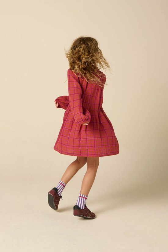 Donkerroze Geruite Jurk Met Lurex