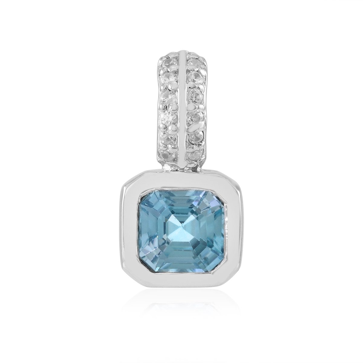Cavill - Zilveren Hanger met Ratanakiri Asscher Zirkoon 1,85ct - 925 Sterling Zilver Platina - Luxe Pavesetje Zirkonia 0,16ct - Elegante Sieraden
