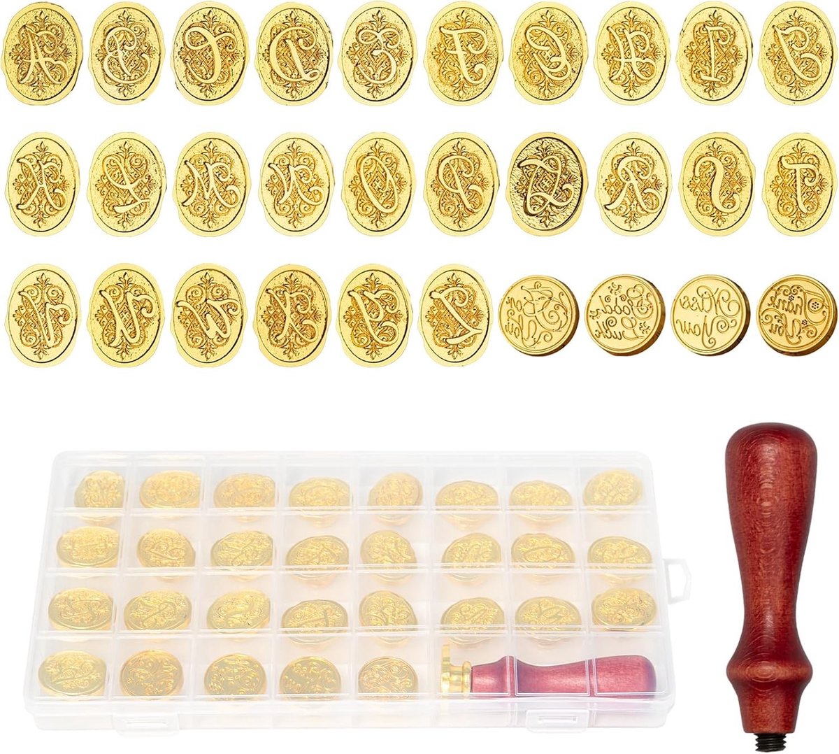 30 Stuks Wax Seal Stickers met Alfabet en Handvat voor Trouwen, Kaarten en Creatieve Projecten