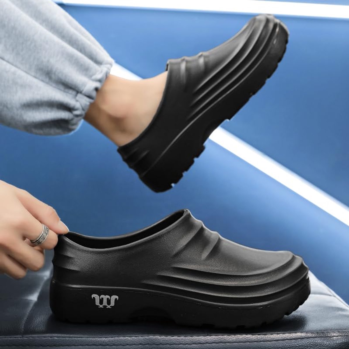 Antislip keukenschoenen voor mannen en vrouwen, oliebestendige waterdichte chef-koksschoenen met rubberen - ShopVlot
