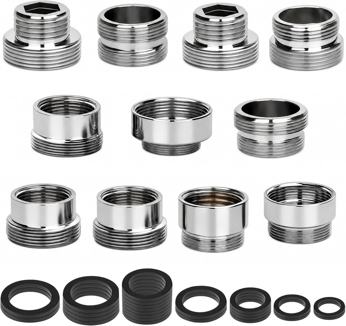 Kraanadapter set van 10 - dubbele schroefdraad - robuust en duurzaam - ideaal voor keuken en tuin - ShopVlot
