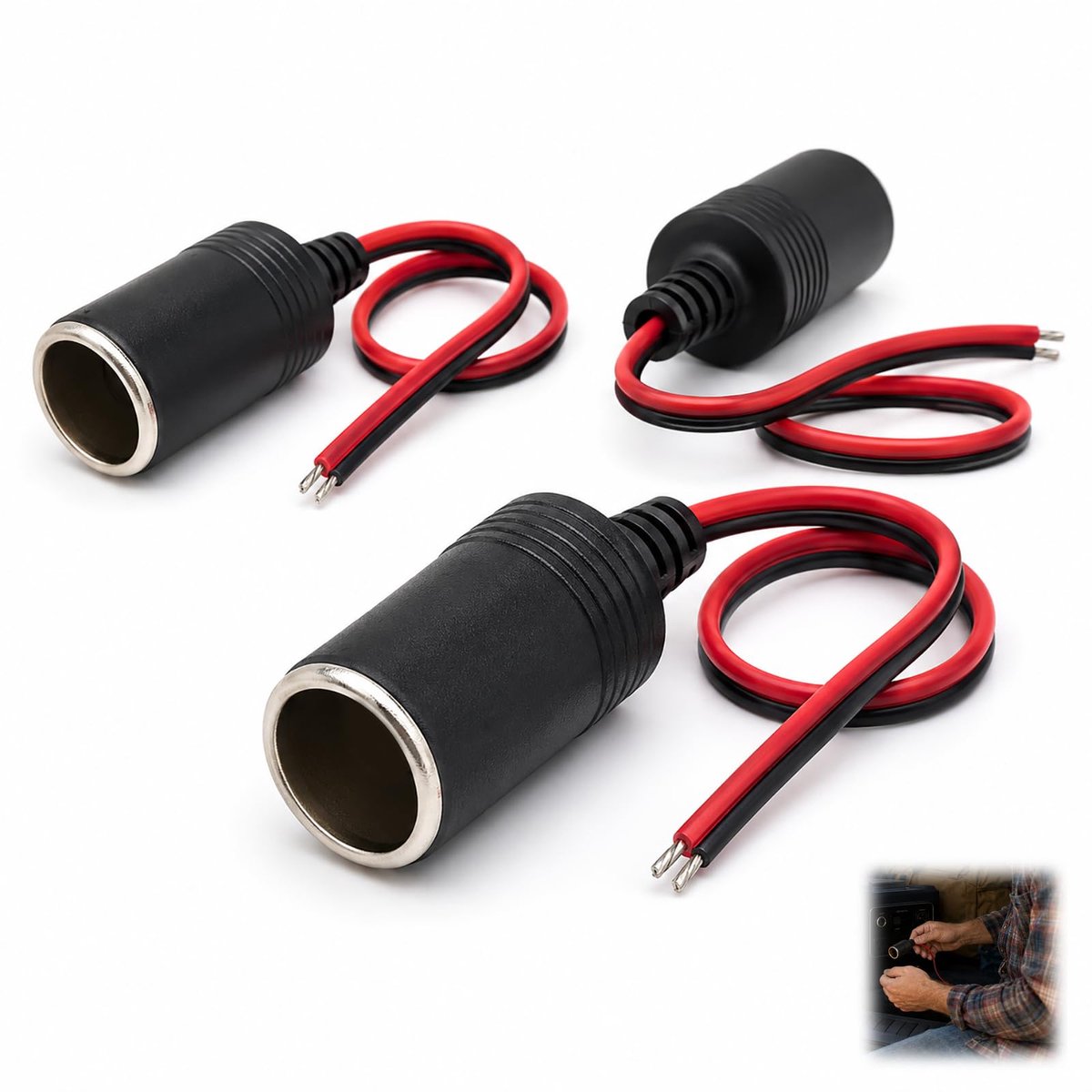 Sigarettenaansteker stopcontact 12 V-24 V - inbouwstopcontact met 35 cm kabel - ShopVlot