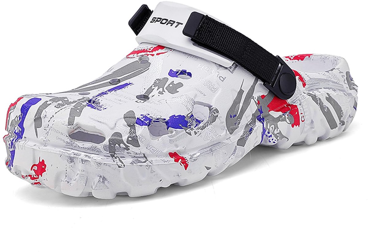 FLIOZY Tuinklompen voor heren met camouflagepatroon, lichte waterschoenen met verstelbare riem, ademende EVA-klompen - ShopVlot