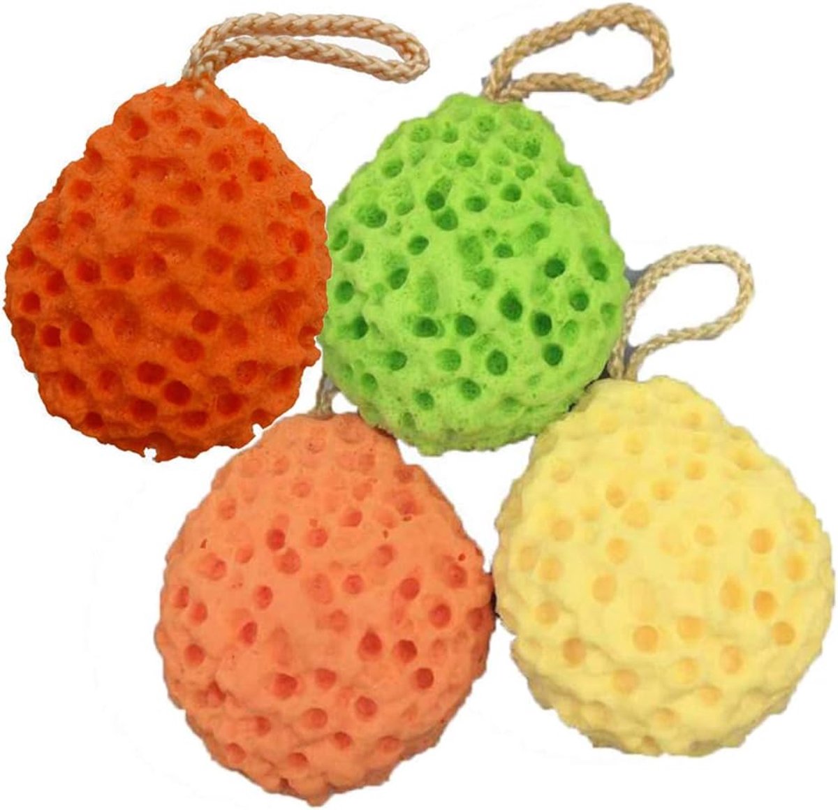 4 stuks badspons voor vrouwen mannen tieners bodywash sponzen loofah body scrubber douche poef reiniging lufahs voor - ShopVlot