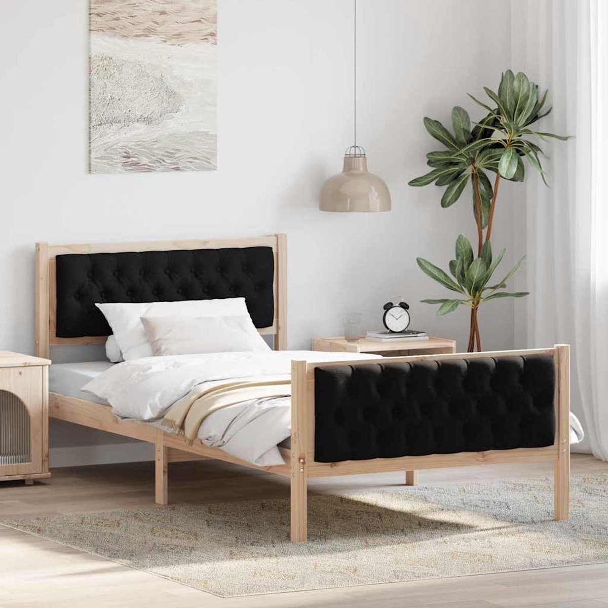 Grenenhout modern hoofdeinde 100x200 cm bruin zwart