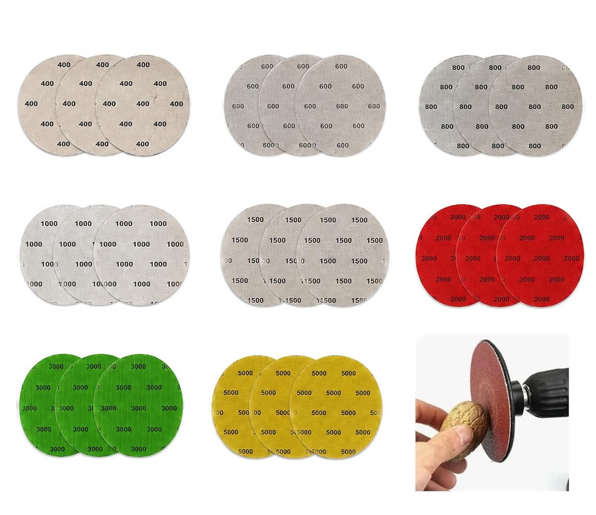 24pcs schuurschijvenset, 125 mm met klittenbandbevestiging, watergebaseerd met verschillende korrelgroottes - ShopVlot