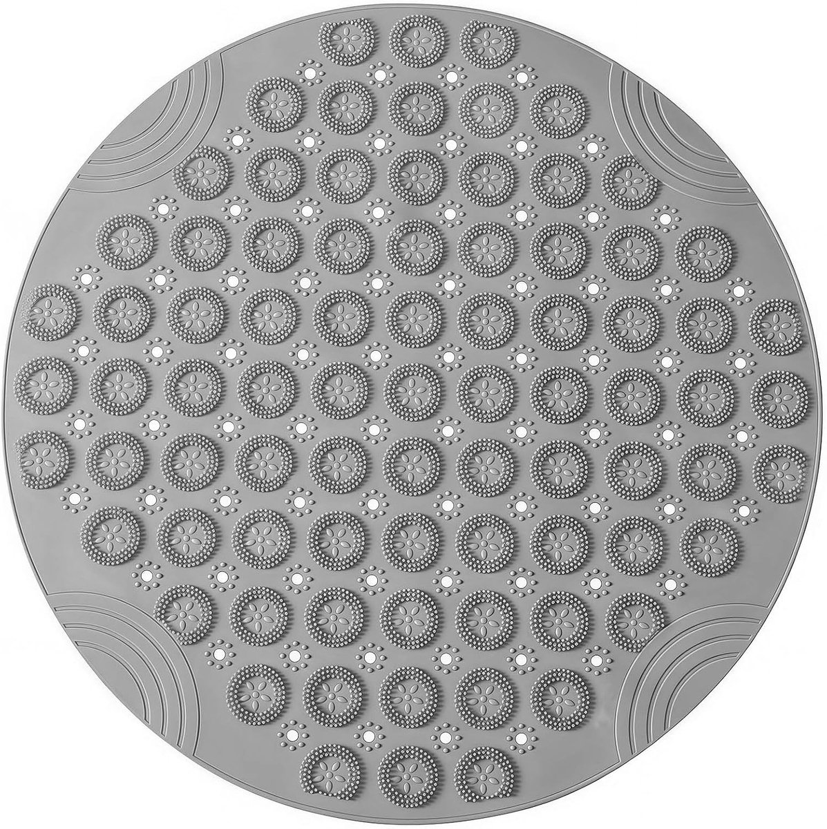 Ronde Douchemat van 55 cm, Antislip Badmat met Zuignappen, Machinewasbaar en Sneldrogend, Voetmassage voor Badkamergebruik