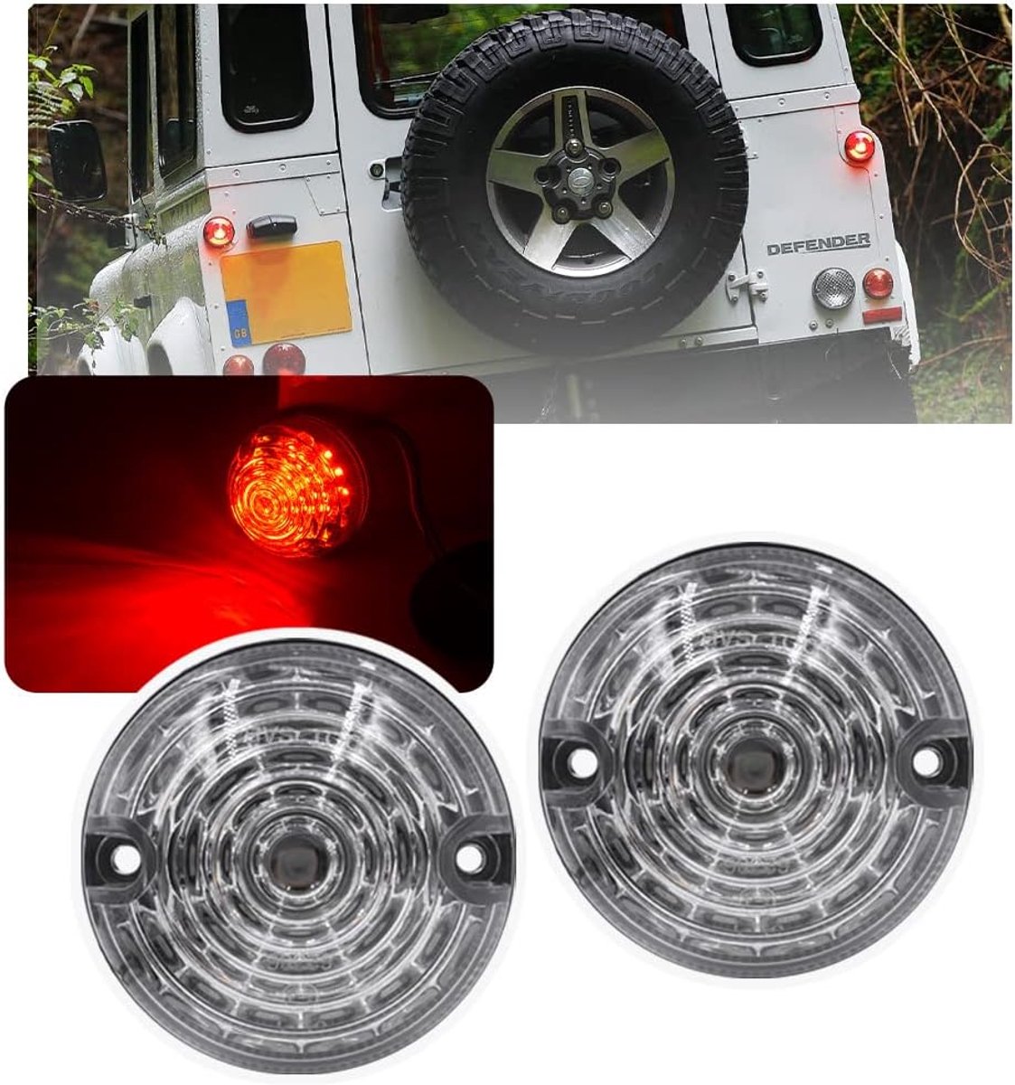 LED zijmarker licht - transparante lens 73 mm - voor Land Rover Defender 90/110 1983-2016 - helder wit licht - ShopVlot