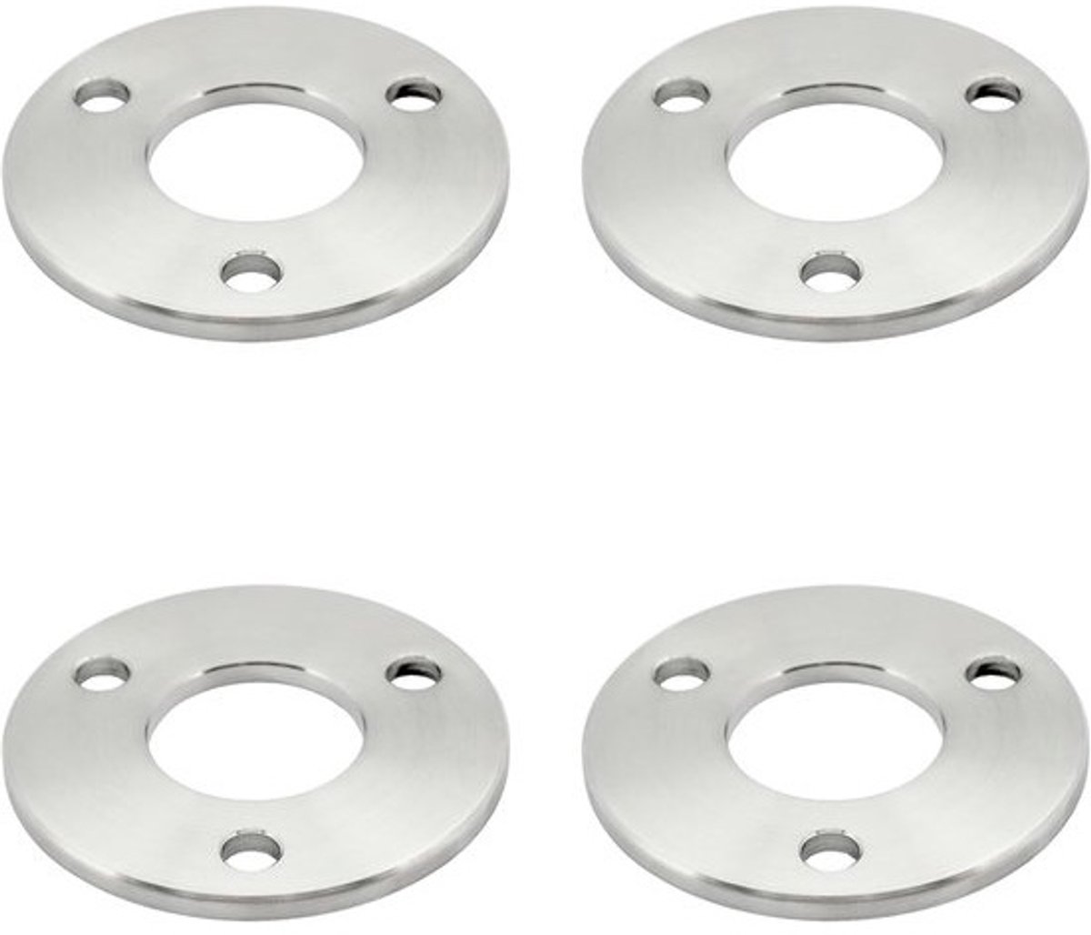 Ronde RVS-bodemplaat 85 mm met 3 gaten voor Ø 42,4 mm leuning- of paalbevestiging