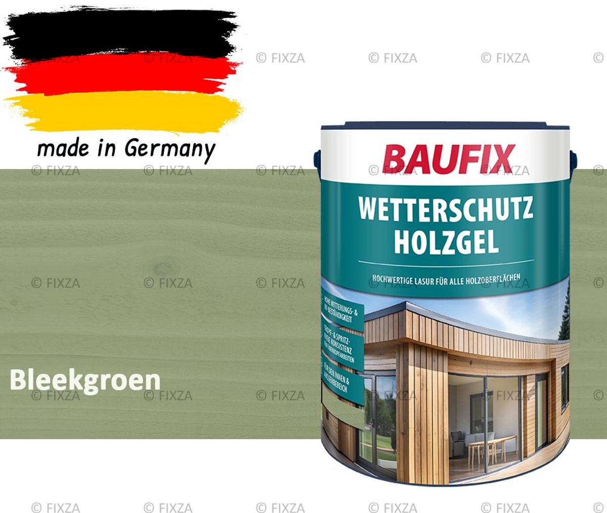 BAUFIX Buitenbeits – Bleekgroen – Zijdeglans – 5 Liter – Voor Schutting, Tuinhuis & Blokhut – UV- & Weerbestendig