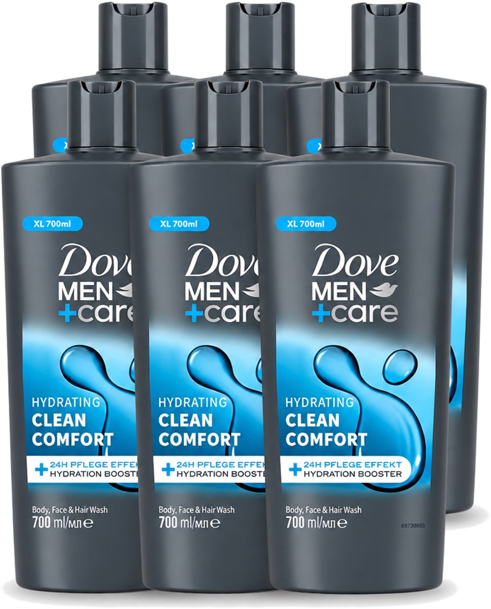 6 x Dove Men+Care - Clean Comfort - 3-in-1 Douchegel - Hydraterend- 700 ml - Voordeelverpakking - 6 stuks