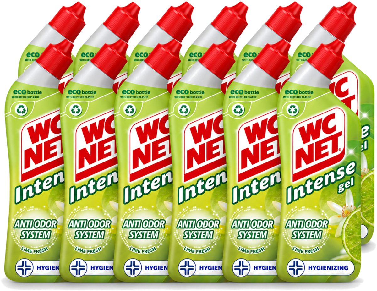 12 x WC Net - Toiletreiniger - Gel - Met Limoen- 750 ml - Voordeelverpakking - 12 stuks