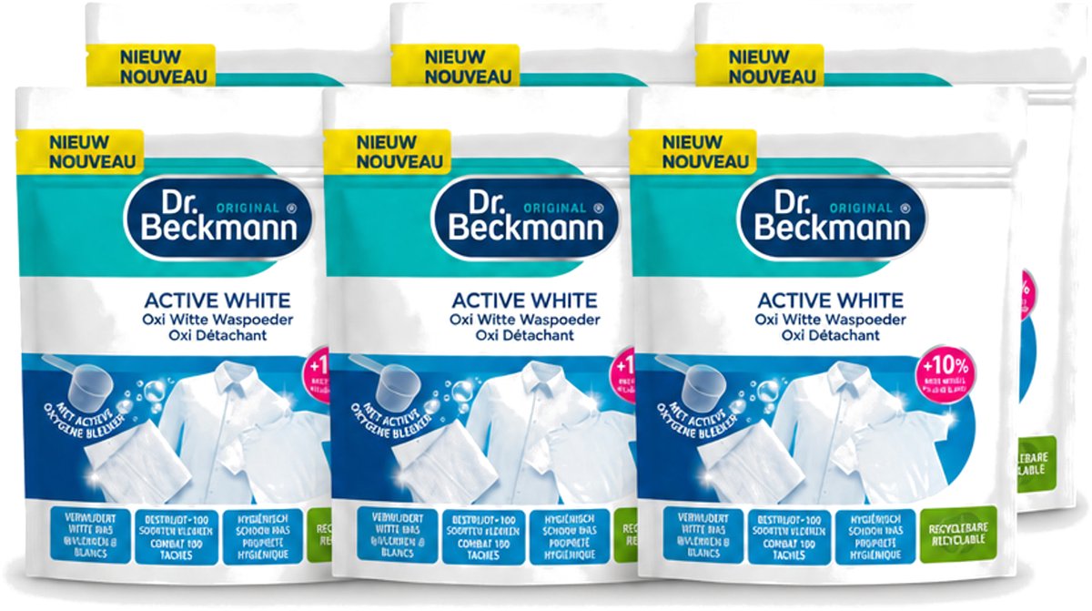 6 x Dr. Beckmann – Active White Oxi – Witte Was Poeder – 400 g - Voordeelverpakking - 6 stuks