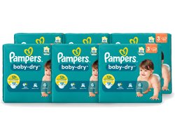 6 x Pampers – Luiers – Baby-Dry Maat 3 (6-10 kg) – 34 Luiers - Voordeelverpakking - 6 stuks