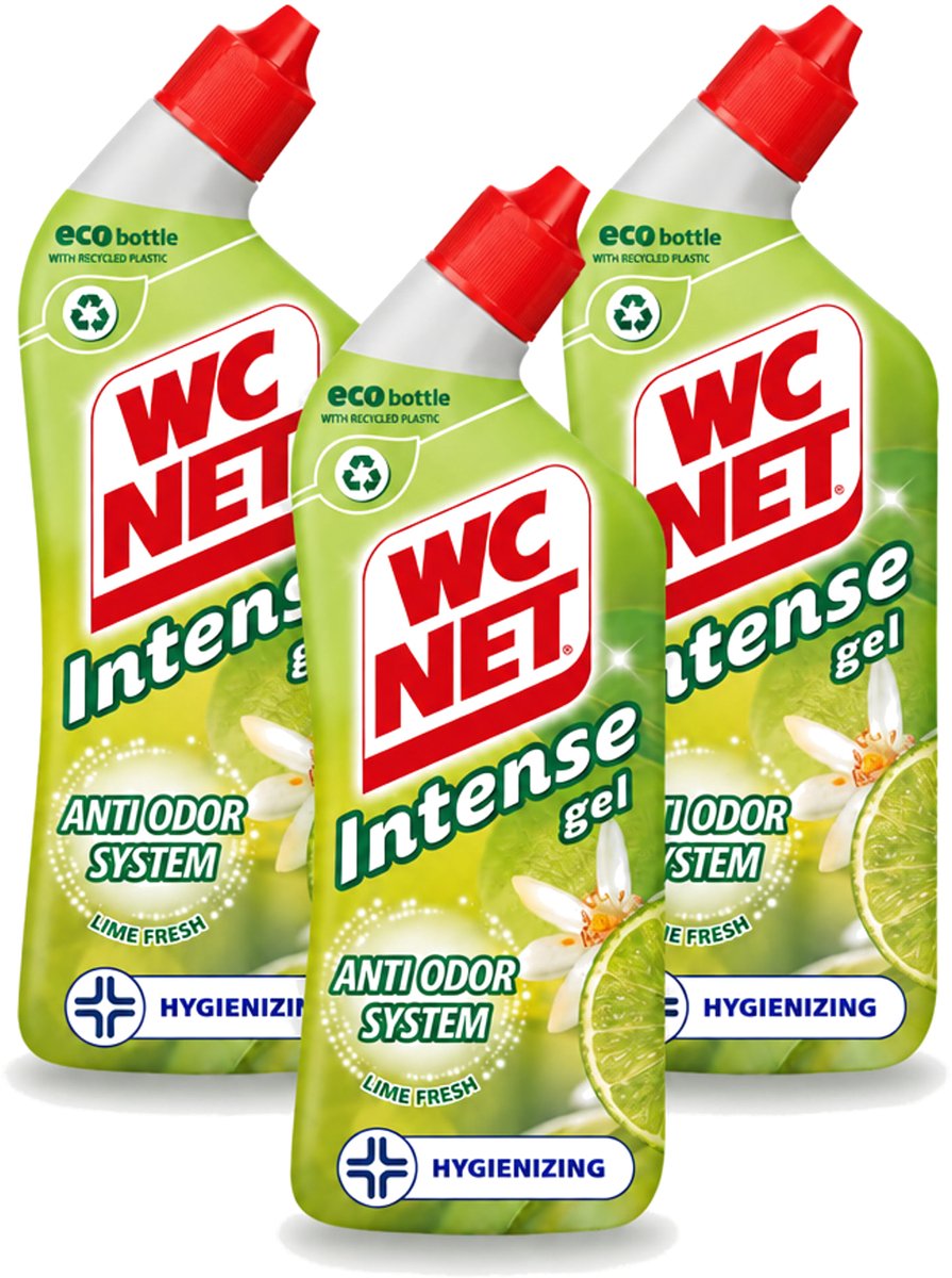 3 x WC Net - Toiletreiniger - Gel - Met Limoen- 750 ml - Voordeelverpakking - 3 stuks