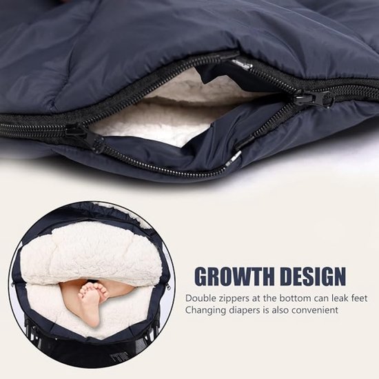 Universele Voetenzak Kinderwagen Winter - Donkerblauw - 100 x 47 cm - Waterdicht - Dubbel Verdikt - Geschikt voor Buggy en Kinderwagen — afbeelding 2