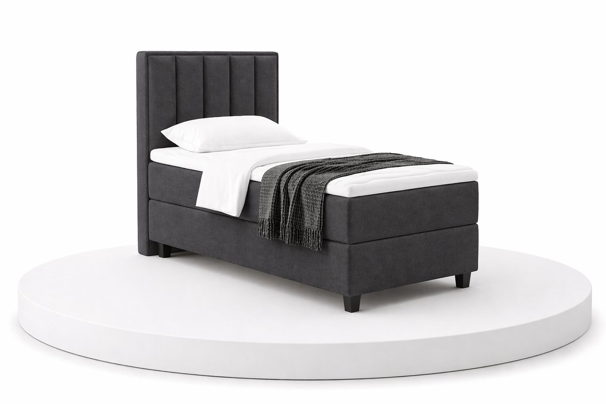PuntRust Boxspring Soloo - 100x200 Compleet - Eenpersoons bed - Antraciet - Puntrust Bedden