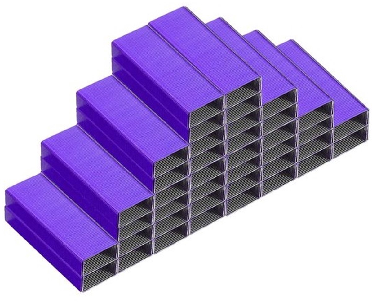 Standaardnietjes - Kantoorbenodigdheden - Papier organiseren - Platte punt - voorkomt scheuren - 3/16 inch beenlengte - Violet