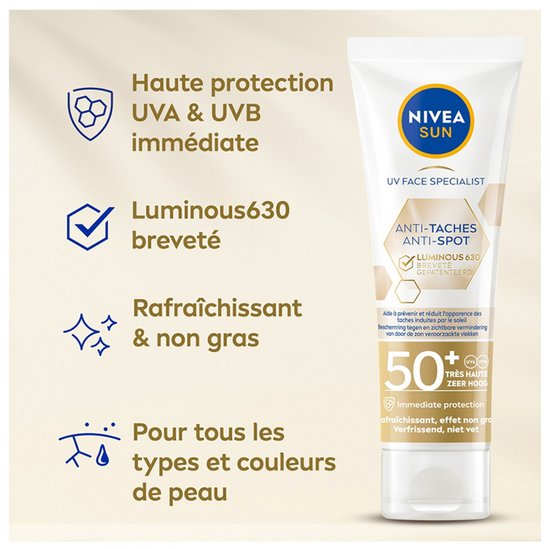 NIVEA SUN Face Luminous Anti-Spot Zonnebrand Gezicht SPF 50+ - Anti Pigmentvlekken - Zonnebrandcrème - 40 ml
