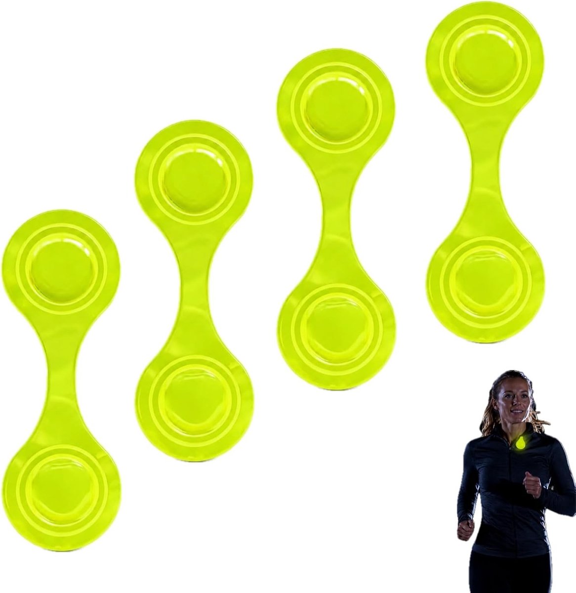 Reflector magneetclips voor rugzak en kleding - 4 stuks, groen, veilig en praktisch voor buitenactiviteiten